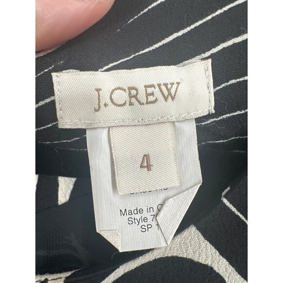 J Crew Dress Womens 4 Black Mini Shift Long Sleeve Abstract Flowy Boho Office - Picture 2 of 8